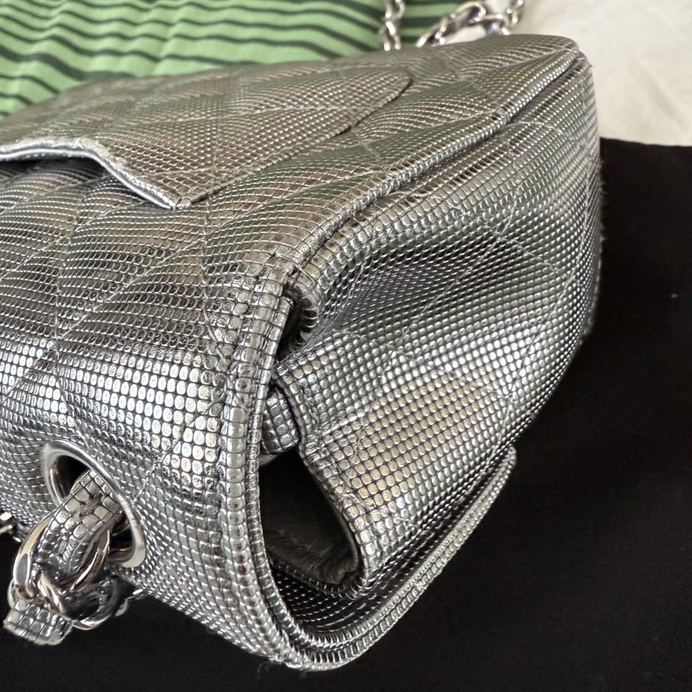 Authentic Chanel Metallic Calfskin Pixel Effect Mini Rectangular Flap Bag - Picture 11 of 15